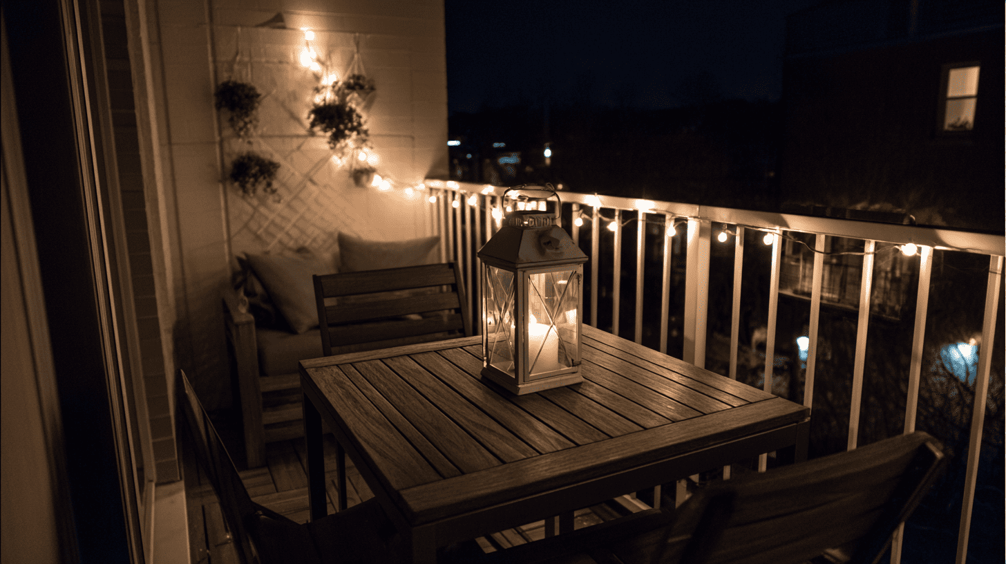 Balkon met verlichting