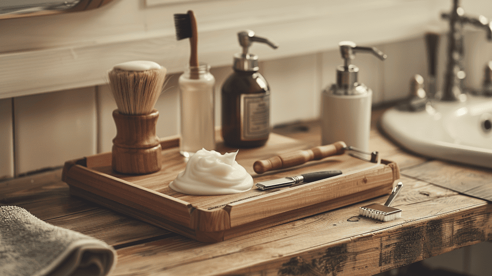 eigen barberhoek ingericht in de badkamer