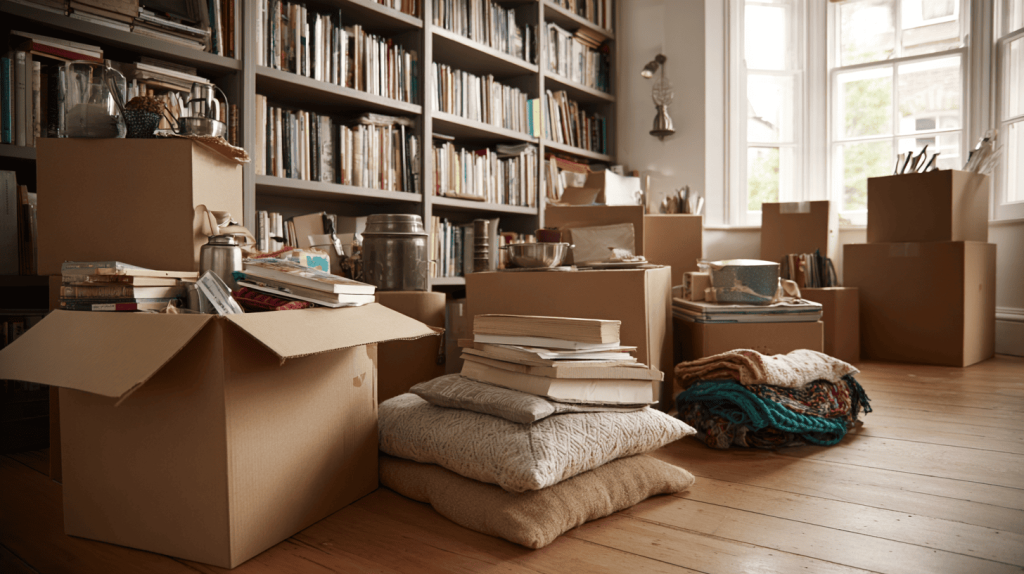 kamer met verhuisdozen